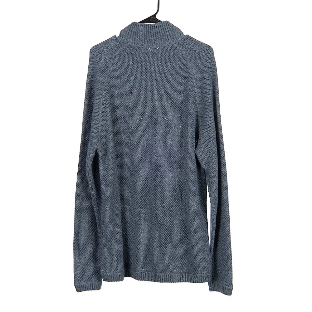 Carbon 2 Cobalt Knit Henley Sweater Blue Gray Ribbed Chunky 155133 Men's Large